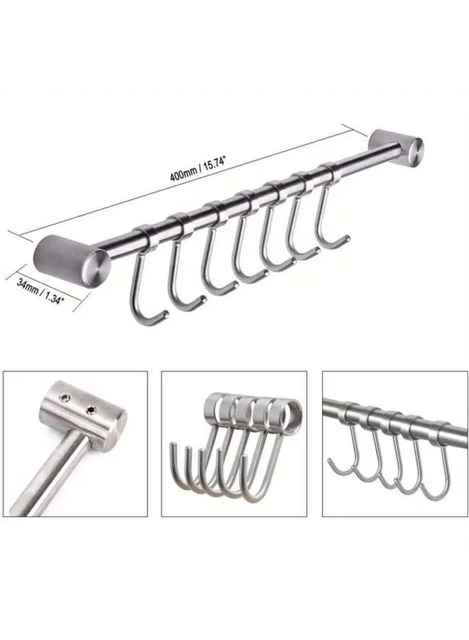 JX3927 2 Pack Stainless Steel Wall Mounted Kitchen Utensil Rack With 14 Hooks - Image 2